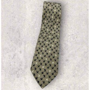 ALTEA Silk Tie ITALY Beige Leaf W:3.5" EUC
